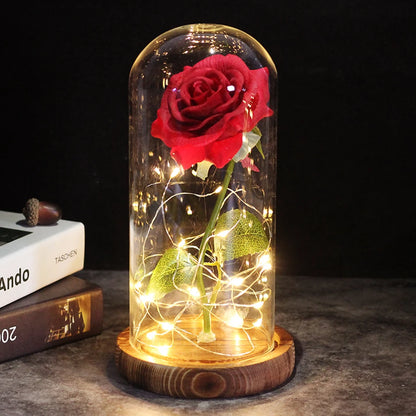 rose-im-schrein-mit-warmem-licht-zur-dekoration